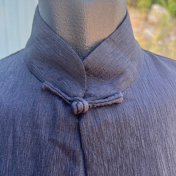 Whimsical airbrushed & hand painted open front waterfall hi-low sheer tunic! - Picture 6 of 10